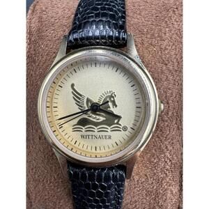 Vintage Wittnauer Watch Womens 24mm Gold Tone Pegasus Leather Band New Battery G